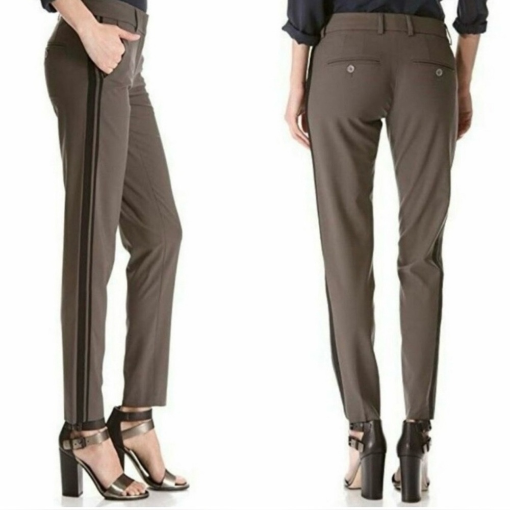 Vince Gray Black Color Block Wool Side Black Stripe Straight Leg Trouser Pants 8